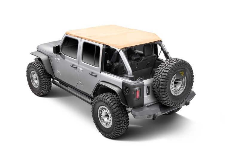 Jeep Wrangler Electric Running Boards - Go Rhino - VoltStep E1 Retractable, Dual-Motor, 6-inch, LED Lighting - Textured Black - `18-`24